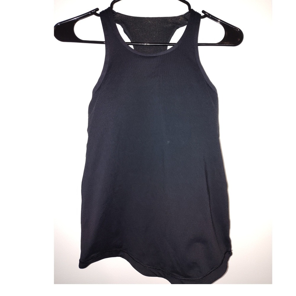 Lululemon Black Racerback Tank Top with Built-in Shelf Bra High‎ Neck Keyhole